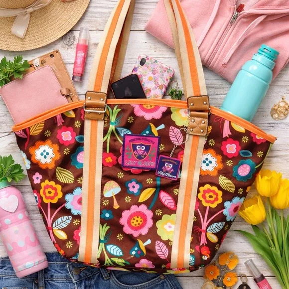 Lily Bloom Floral Tote Bag | Colorful Everyday Carry | Lightweight Travel Bag - Picture 2 of 7